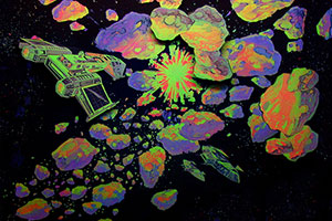 Asteroids Deluxe Neon Background Wallpaper