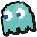 3d Pixel Blue Ghost 128x128 Icon