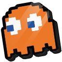 3d Pixel Orange Ghost 128x128 Icon