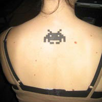 Space Invader Tattoo on Back
