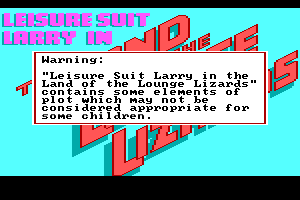 Leisure Suit Larry (Original) Screenshots - Warning Message