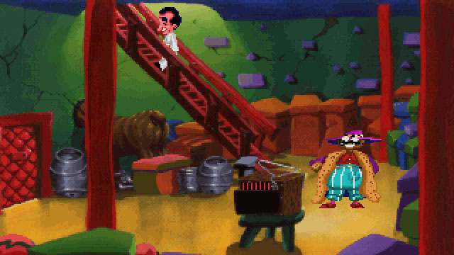 With the Pimp Distracted, Walk Past Him and Go Upstairs - Leisure Suit Larry: VGA Version - Game Guide and Walkthrough