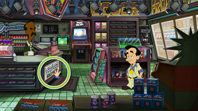 It's time for protection. Click the sign to get a condom - Leisure Suit Larry: Reloaded - Game Guide and Walkthrough