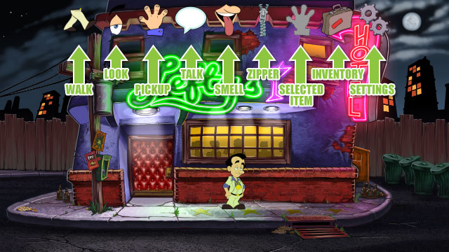 The top action commands in Leisure Suit Larry's point-and-click user interface  - Walkthrough - Leisure Suit Larry: Reloaded - Game Guide and Walkthrough