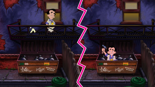 Fall Off the Fire Escape, Get the Hammer - Walkthrough - Leisure Suit Larry: Reloaded - Game Guide and Walkthrough