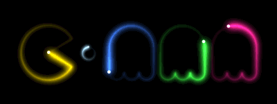 Pac-Man and Ghosts in Lights - Animated Gif
