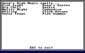 Dragon Wars Magic and Spells